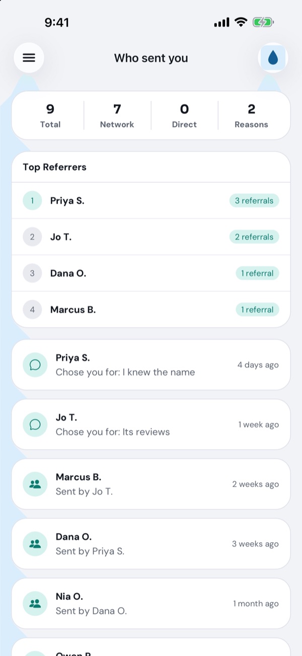 Who sent you: a real TryMyPro screen